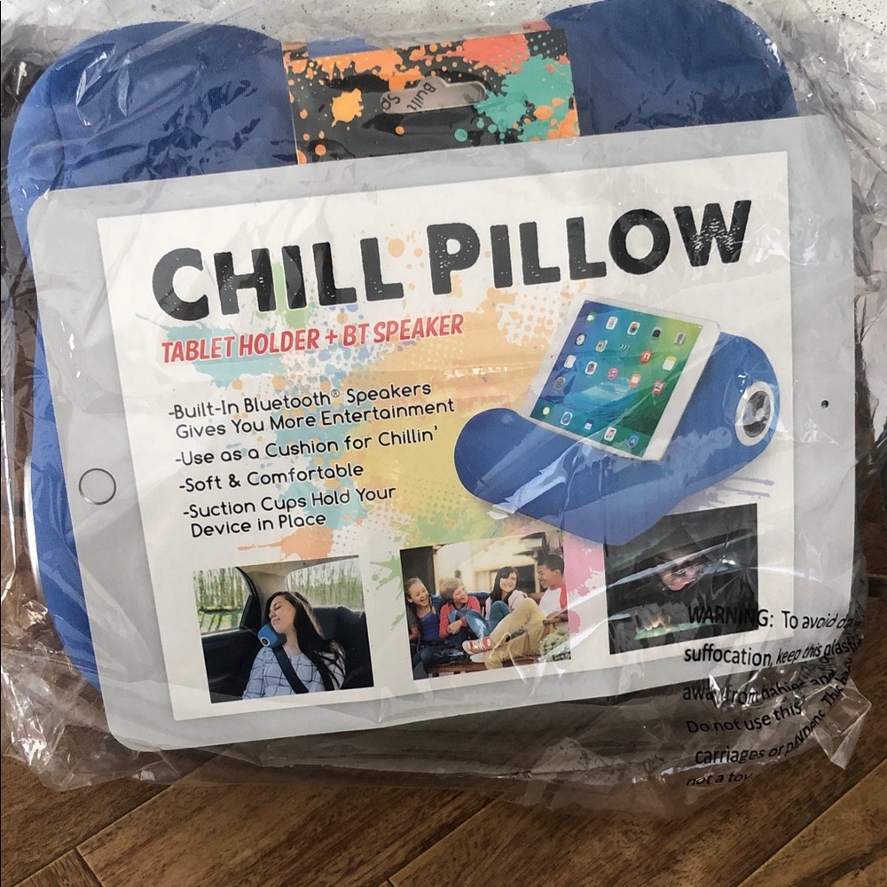 Chill Pillow Tablet Holder with Bluetooth Speaker - Blue